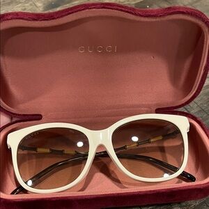 Gucci Ivory Sunglasses with Black Temples